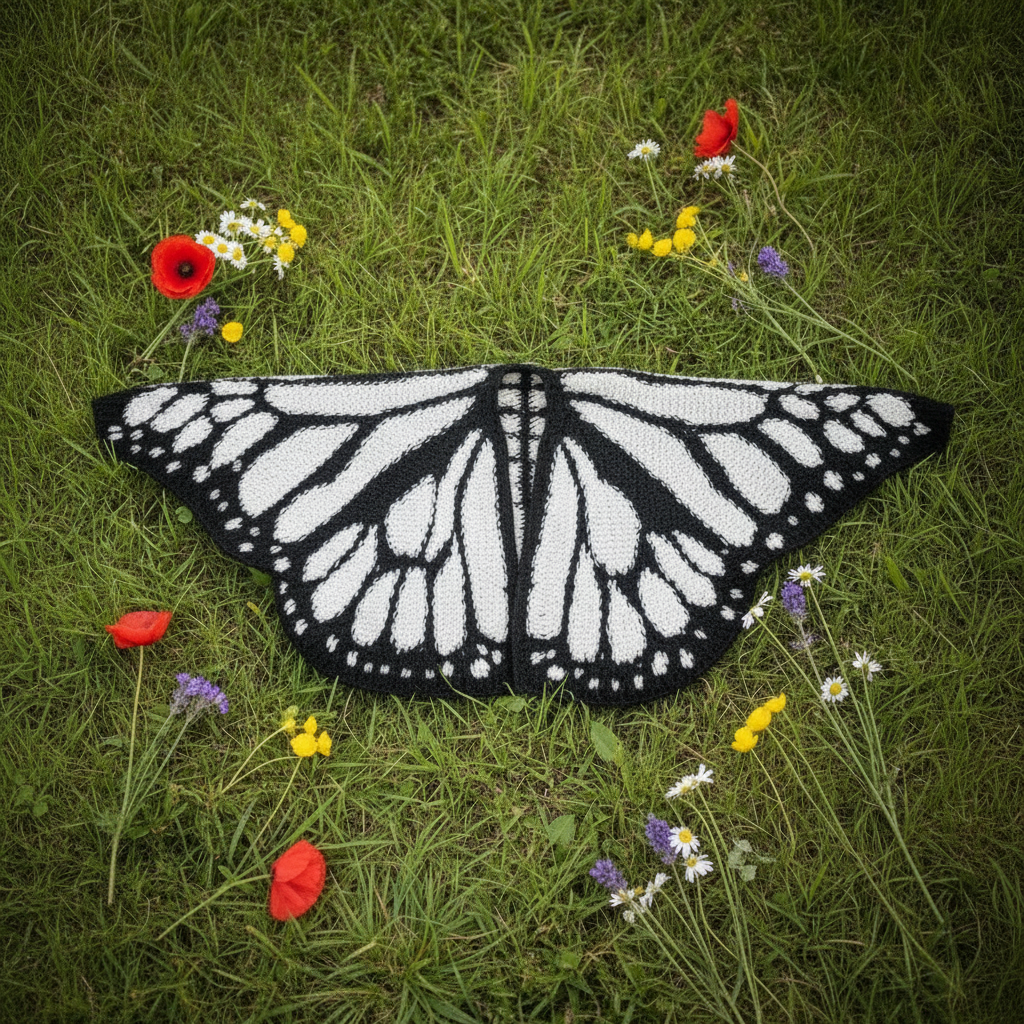 White butterfly wrap on grass