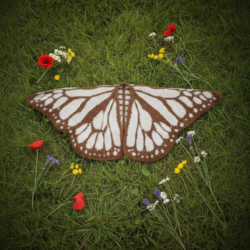 Brown white butterfly wrap on grass