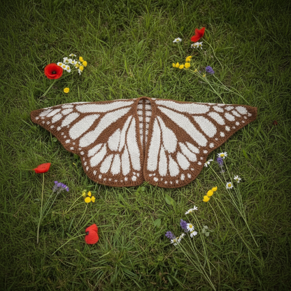 Brown white butterfly wrap on grass