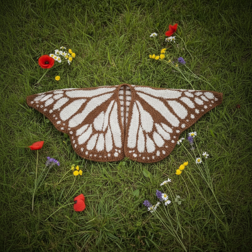Brown white butterfly wrap on grass