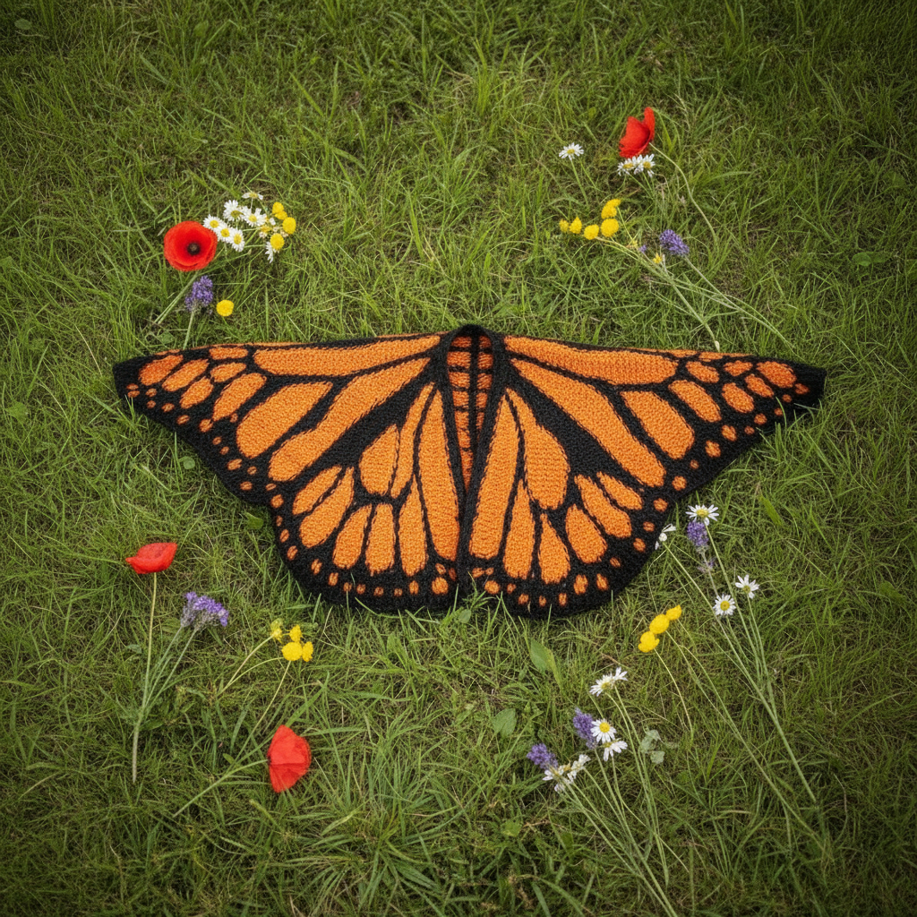 Orange butterfly wrap on grass
