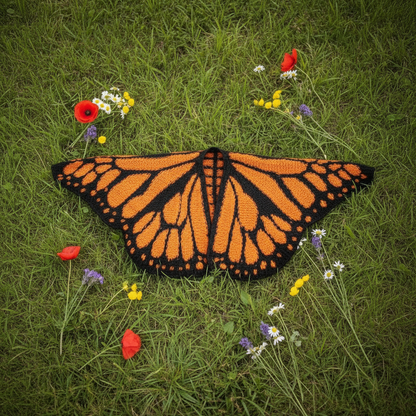 Orange butterfly wrap on grass